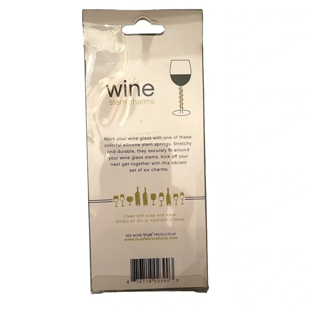 True Wine Glass Stem Markers (Set Of 6) | Multicolored Silicone Stem Springs
